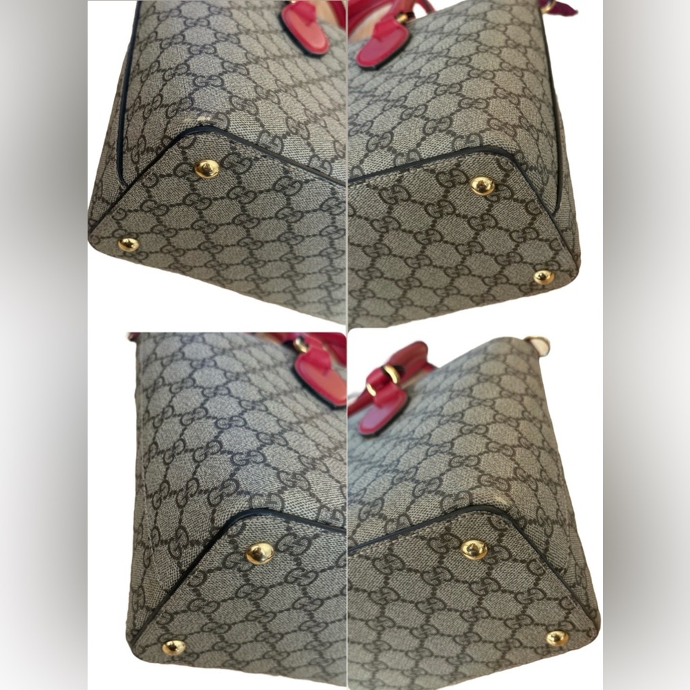 GUCCI GG MONOGRAM MOON CALFSKIN MEDIUM ZIP TOTE BEIGE, RED AND PINK - Picture 15 of 16